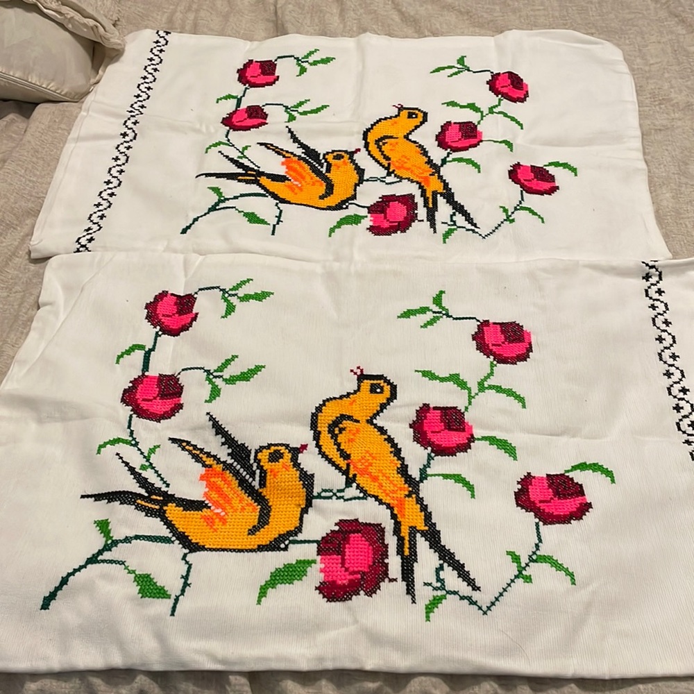 Standard size authentic Mexican embroidered pillow case